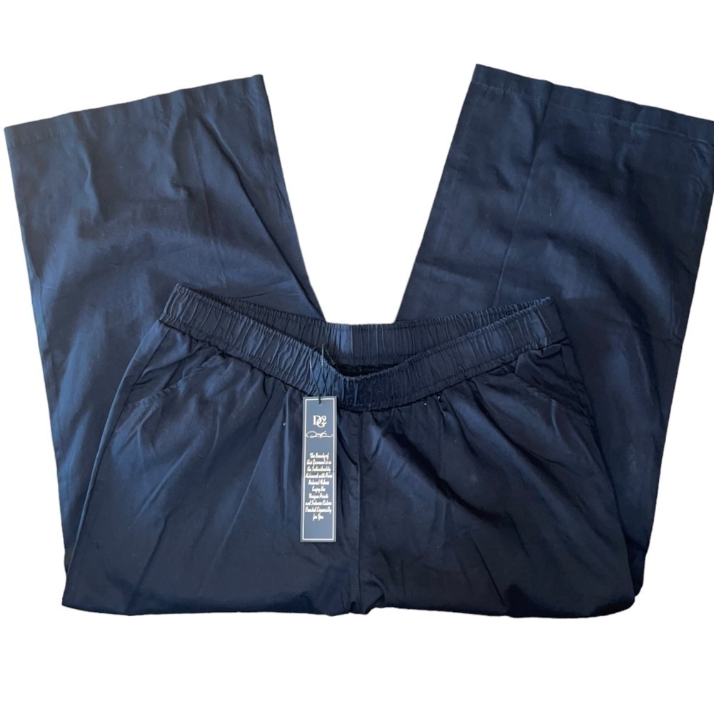 Dg2 LADIES PLUS SIZE BLACK LARGE LEG BLACK CROPPED PANTS WITH ELASTIC WAIST P1X